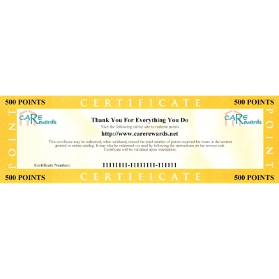 500 Point Certificate in Pads of 20 