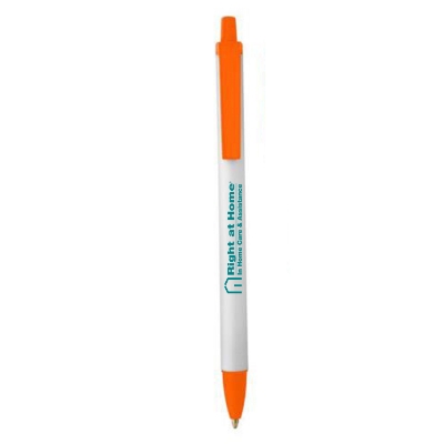 Contender Pen White w/ Orange Trim & Teal Imprint 