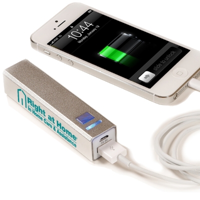 Emergency Mobile Charger Silver w/ Teal Imprint 