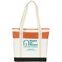 Hamptons Getaway Tote Orange Trim Teal Imprint 