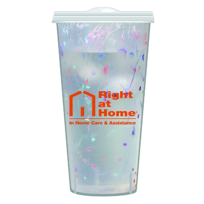 Mood 26 oz Rainbow Confetti Tumbler with Lid and Straw 