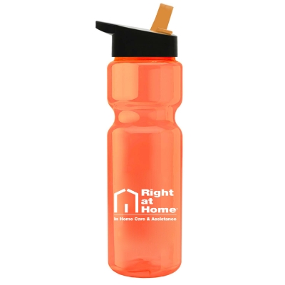 Transparent Bottle w/ Flip Straw Lid 