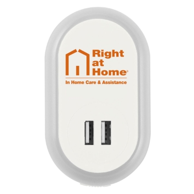 UL Listed Nightlight A/C Adapter & Dual USB Ports 