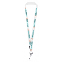 White Lanyard w/ Teal & Orange Imprint 