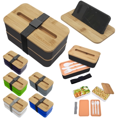 Stackable Bento Box w/ Phone Stand & Insulated Carrying Case 